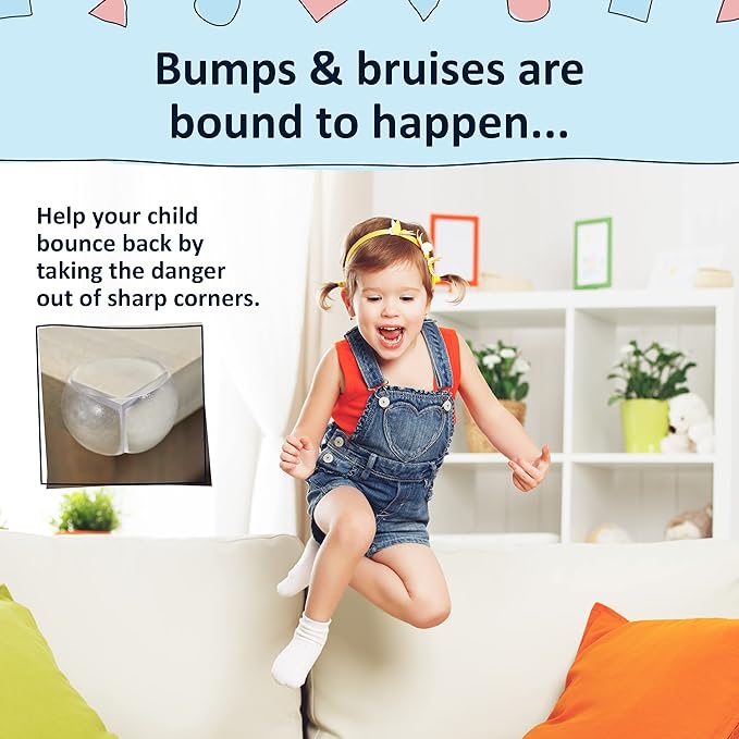 Bebe Earth Baby Proofing Corner Protectors, 24 Furniture Corner Guards Bumpers for Table - Clear Child Safety Protector for Home, New Parents and Couples