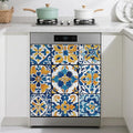 Troditional Spanish Magnetic Dishwasher Cover,Tile Pattern Dishwasher Covers for The Front Magnetic Dishwasher Panel Decal Cover for Kitchen 23x26inch