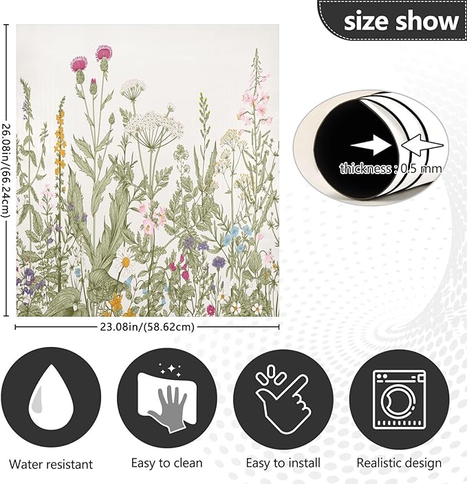 Flowers Herbs Wildflowers Botanical Dishwasher Magnet Cover Sticker Magnetic Refrigerator Panel Front Door Fridge Microwave Decal Decorative