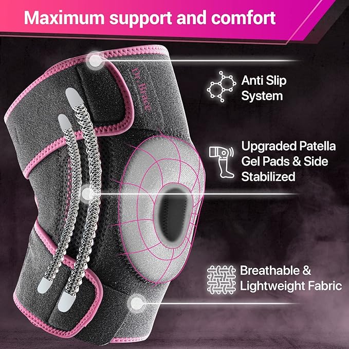 DR. BRACE ELITE Knee Brace with Side Stabilizers & Patella Gel Pads for Maximum Knee Pain Support and fast recovery for men and women-Please Check How To Size Video (Large, Orion)