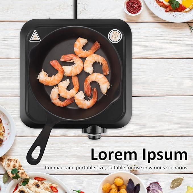 2000W Double Burner Electric, Portable Hot Plate for Cooking, Cooking Stove with 5 Temperature Adjustments, Countertop Burner Cooktop for Kitchen, Dorm (Black, 10x11x4")