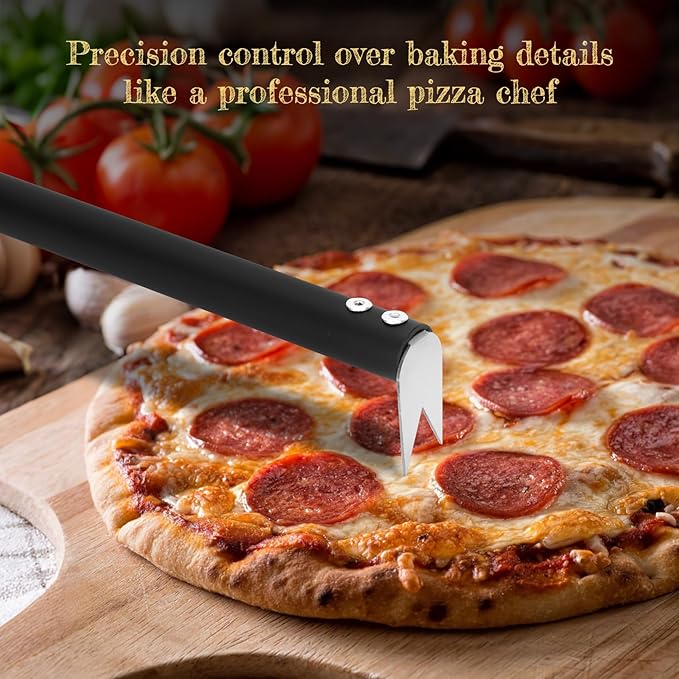 5-Piece Pizza Oven Kit, 9 Inch Turning Peel & 12 Inch Perforated Pizza Peel with 40 Inch Aluminum Handle, Pizza Oven Brush, Ash Rake, Pizza Fork for Home & Commercial Use