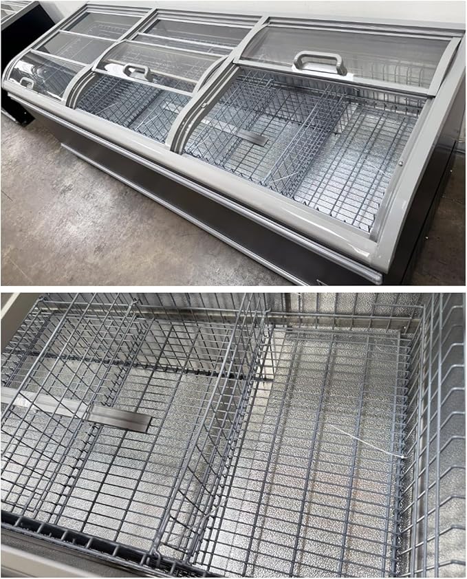 Chest Freezer for Supermarket Meat Freezer Glass sliding Door 98" Black Showcase Freezer Curve Display Top w/Storage Baskets 26 Cu.Ft HN25A-U