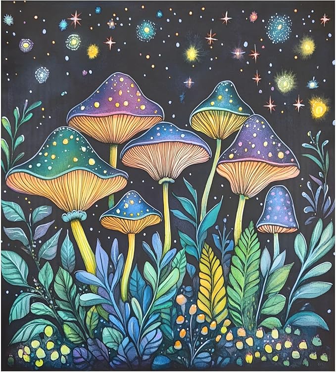Dishwasher Magnet Cover, Mushrooms Magnet Sticker Fridge Panel Decal for Home Kitchen Decor, 23x26in