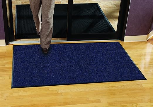 Guardian Platinum Series Indoor Wiper Floor Mat, Rubber with Nylon Carpet, 3'x11', Blue