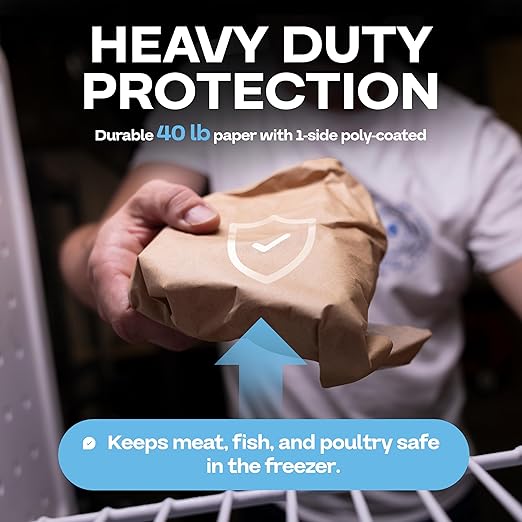 Brown Freezer Paper Sheets 12" x 12", Pack of 50 - USA-Made Paper Sheets for Long-Term Freezing of Meat & Fish - Freezer Pads for Quilting - Bakery Tissue Wraps for Food Storage by IDL Packaging