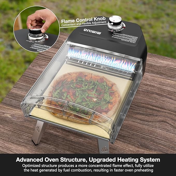Mimiuo Gas Pizza Oven Outdoor - Portable Propane Pizza Ovens for Outside - Professional Pizza Stove with 13 inch Pizza Stone, Ideal for Any Outdoor Kitchen