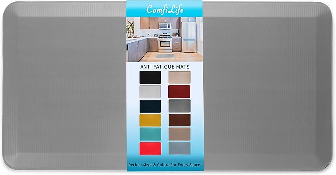 ComfiLife Anti Fatigue Floor Mat – 3/4 Inch Thick Kitchen Mats for Floor, Standing Desk Mat, Kitchen Rug – Comfort at Home, Office – Durable – Stain Resistant – Non-Slip Bottom (24" x 70", Gray)