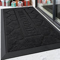 FRAMICS Front Door Mat Outside Entrance, Heavy Duty Rubber Door Mats Outdoor Welcome Mat Waterproof Doormat Non Slip for Entryway Doormats Dirt Trapper Indoor Mats All Seasons, 17 x 30 Inches, Black