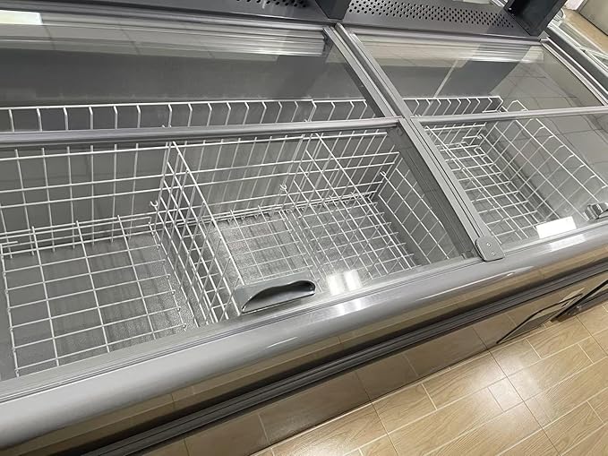 Chest Freezer for Supermarket Glass sliding Door 83" Black Showcase Freezer Curve Display Top w/Storage Baskets-34 Cu.Ft CQH22L