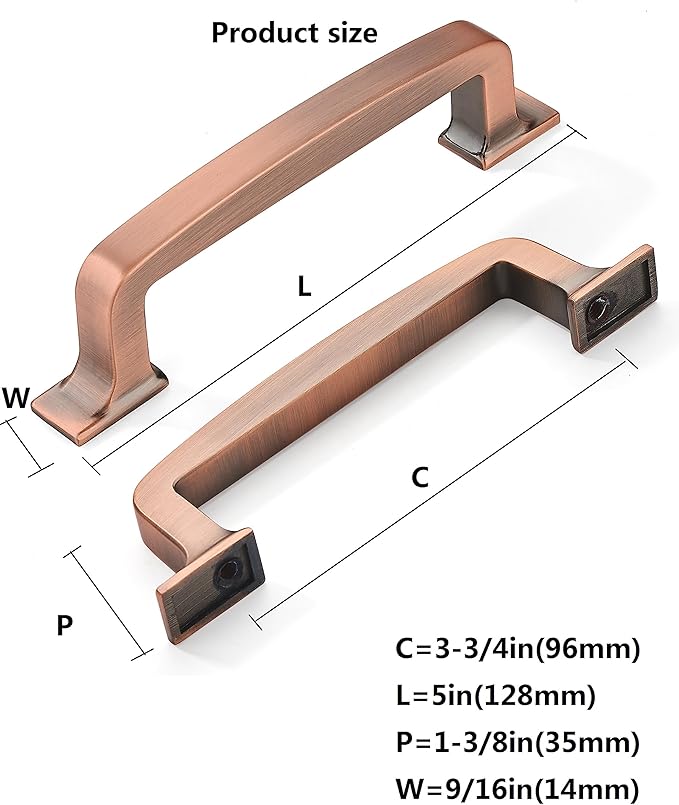 khtumeware 10 Pack 3-3/4 Inch Kitchen Cabinet Handles Brushed Antique Copper Cabinet Pulls Drawer Pulls Kitchen Cabinet Hardware Kitchen Handles for Cabinets Cupboard Handles Drawer Handles