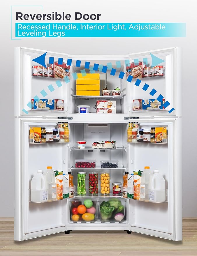 BLACK+DECKER 10 Cu. Ft. Top Mount Refrigerator with Freezer, 2 Door Refrigerator with Top Freezer and Adjustable Temperature Control, ENERGY STAR, BR1000HW, White