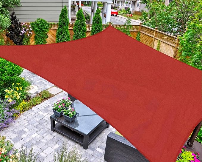 AsterOutdoor Sun Shade Sail Rectangle 8' x 12' UV Block Canopy for Patio Backyard Lawn Garden Outdoor Activities, Terra