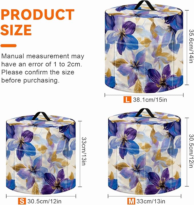 Kitchen Appliance Accessories Dust Cover for 3-6-8 Quart Instant Pot, Pressure Cooker, Air Fryer & Crock Pot,Decorative Appliance Cloth Cover with Top Handle & Storage Pockets (Purple, 6 Quart)