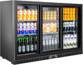 Back Bar Cooler with 3 Sliding Glass Doors 10.5 Cu.ft. ETL Commercial Beverage Refrigerator Black Drink Fridges for Beer, Wine,Soda, Drinks