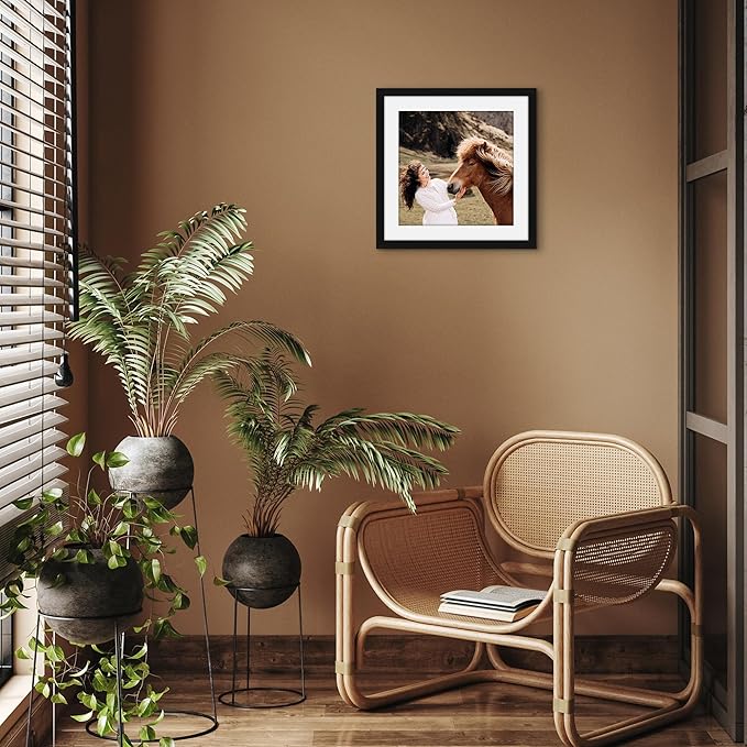 Americanflat 15x15 Picture Frame with Shatter-Resistant Glass - Use as 12x12 Frame with Mat or Display 15x15 Photo Without Mat - Signature Collection - Square Frames for Wall Display - Black