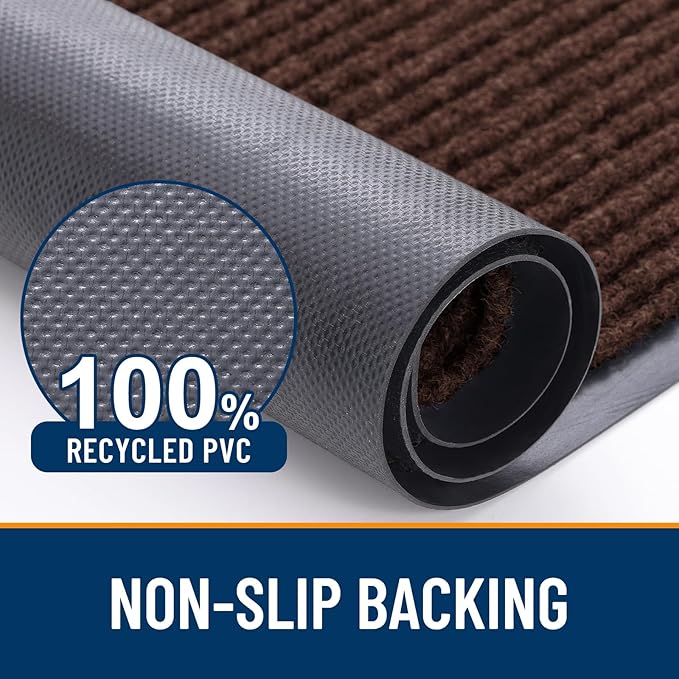 OLANLY Front Door Mat Indoor Outdoor Entrance, Waterproof Heavy Duty Doormat, Fade Resistant, Low Profile, Easy Clean Patio Porch Welcome Floor Mats for Entry, 59x40, Brown