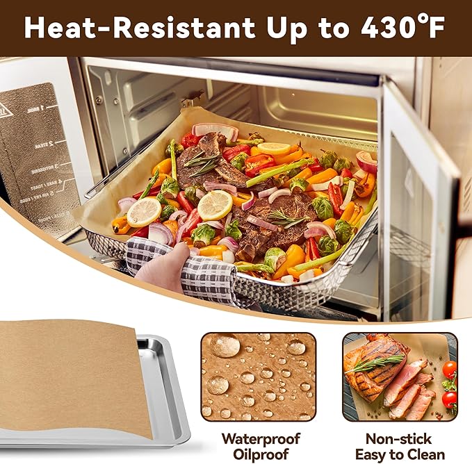 Air Fryer Liners Disposable for Emeril Lagasse 26 QT Extra Large Air Fryer, 120 PCS Unbleached Parchment Paper Sheets Accessories for Emeril Lagasse 26 Qt Toaster Oven