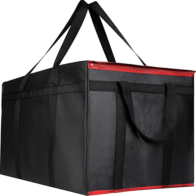 musbus For doordash catering bag 22x14x13 Black Red Insulated Food Delivery Bag Cooler Bags Keep Food Warm Catering Therma for doordash Catering Cooler BagsTherma Shopper hot XXXL 22w x 14 lx 13d
