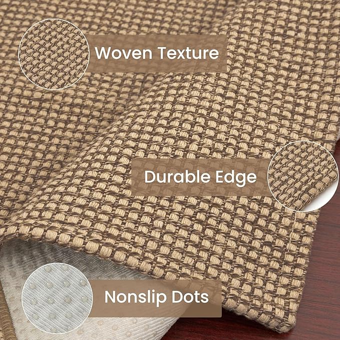 IOHOUZE Washable Area Rug 6x9 Non Slip Rubber Backed Woven Rugs for Living Room, Dining Room Rugs Bedroom Rug, Floor Carpet for Living Room Nursery Office, Orange/Tan/Brown