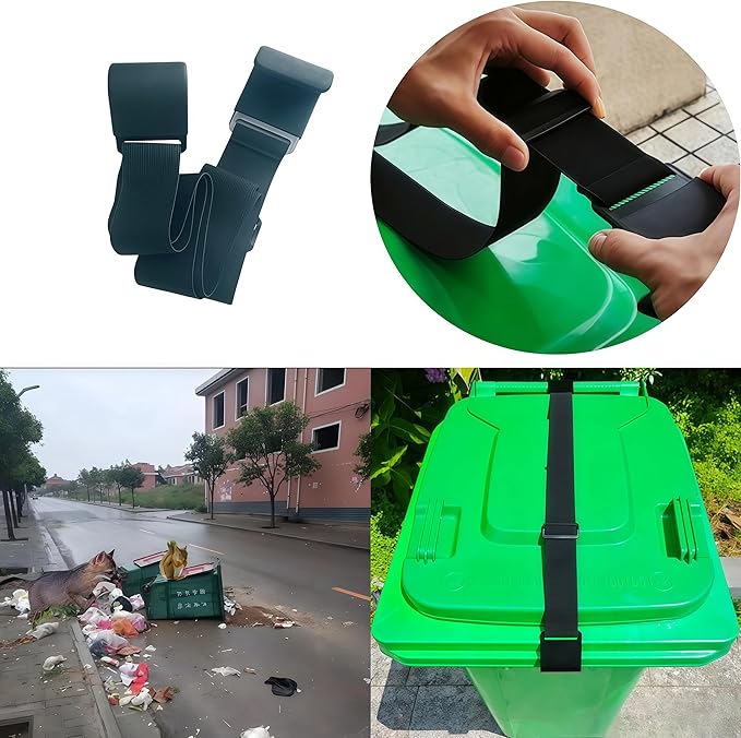 Trash Can Lock, Trash Can Locks for Animals,Trash Can Lid Lock Outdoor Garbage Can Locks Keep Black Bears, Dogs,Raccoons, and Squirrels Out of Your Trash (Black, 1 Pcs)