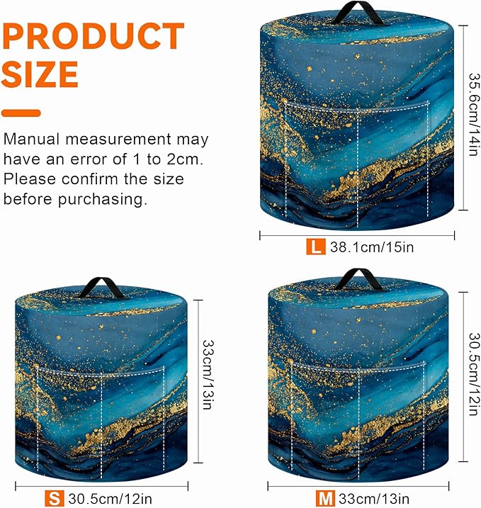 Kitchen Appliance Accessories Dust Cover for 3-6-8 Quart Instant Pot, Pressure Cooker, Air Fryer & Crock Pot,Decorative Appliance Cloth Cover with Top Handle & Storage Pockets (Deep Blue, 3 Quart)