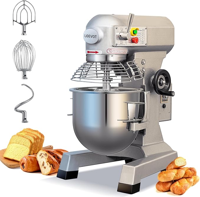 EKway10Qt Commercial Food Mixer with Timing Function,500W Industrial Stand Mixer 3-Speed Adjustable & Stainless Steel Bowl,Heavy Duty Dough Mixer for Bakery Pizzeria. (Standard)