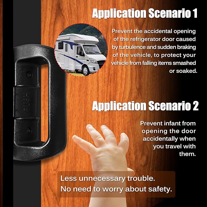 3851174023 Refrigerator Door Handle Replacement for Dometic Fridge Upper and Lower Doors, Compatible with Models DM2652, DM2662, DM2663, DM2852, RM2652, RM2663, RM2852, RM3662. Black, 2PCS