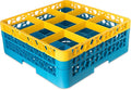 CFS RG9-2C411 OptiClean 9 Compartment Glass Rack with 2 Extenders, 7.12", Polypropylene, Yellow/CFS Blue