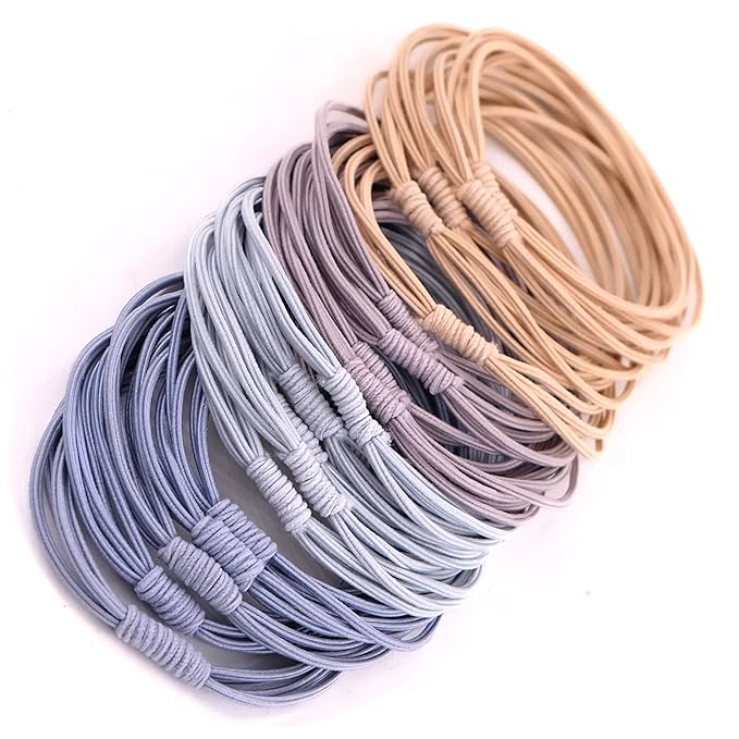 No Dmamage Hair Ties for Girls,Women,Men,Large Pony tails Hair Ties,Handmade Bracelets, Hair Tie for Thick Curly Hair,20Pcs,4-1 Design,Hair Elastics (Slight blue)