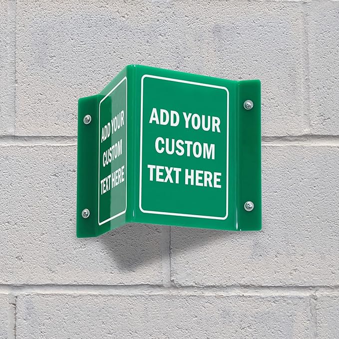 SmartSign Custom Projecting Sign - Add Your Personalized Text, 6 x 5 inch, Customizable Two-Sided V-Shaped Hallway Sign, 120 mil Polished Acrylic, Made in USA