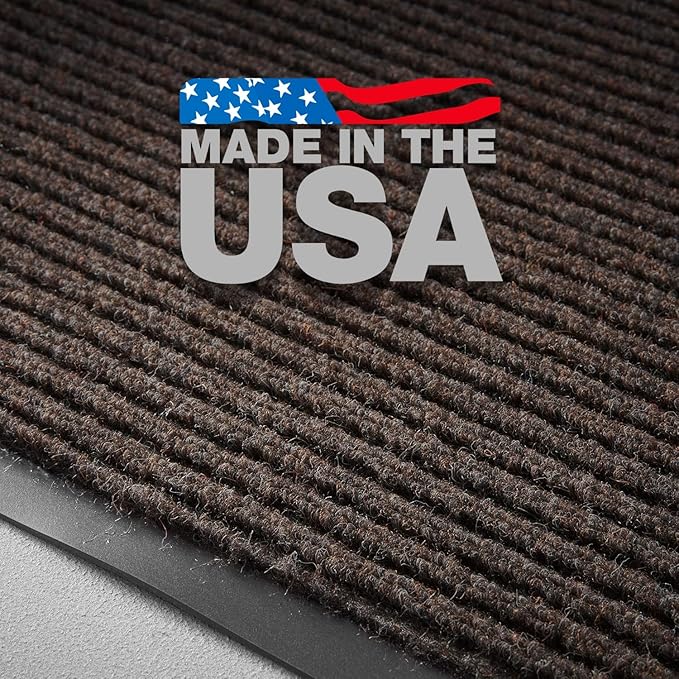 Consolidated Plastics Brush Dry Mat - Made in USA, Heavy-Duty Commercial DoorRug for Indoor/Outdoor Entryways, Non-Slip Backing for High-Traffic Areas (3' W x 6' L, Brown)