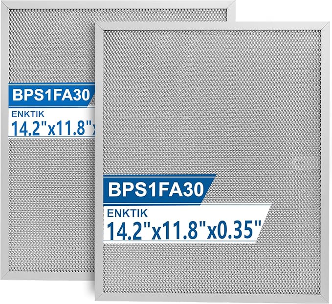 Replacement for Broan BPS1FA30 Grease Filter, 14.2" x 11.8" Aluminum Range Hood Filter Compatible with QS1 QS2 30" Series, Durable Metal Hood Filter- Blocks Grease & Filters Oven Air (2-Pk) by ENKTIK