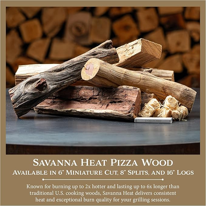 Savanna Heat Full-Sized Pizza Wood for Wood Fired Ovens – Burns Hotter & Longer | 45 lbs Box | Includes Oak & Savanna Heat Wood | Perfect for Restaurants & True Pizza Lovers