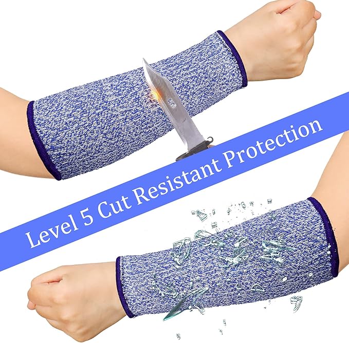 Sintege 3 Pairs Arm Protectors for Thin Skin and Bruising Cut Resistant Forearm Sleeve Level 5 Arm Burn Protection Sleeve (Royal Blue,7.9 Inch)