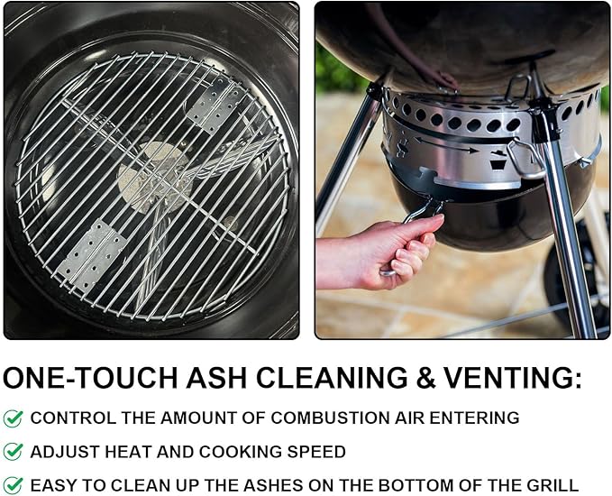 7441 Folding Replacement Parts for Weber Charcoal Grill Grate for Weber 22-1/2-Inch One-Touch Cleaning System Kit 7444, Stainless Steel Grate for Weber Kettle Parts for 22''Charcoal Grill