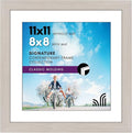 Americanflat 11x11 Picture Frame with Shatter-Resistant Glass - Use as 8x8 Frame with Mat or Display 11x11 Photo Without Mat - Signature Collection - Square Frames for Wall Display - Light Wood