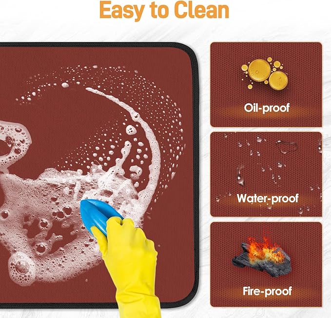 Heat Resistant Mats for Countertop - Fireproof 16x20in Heat Resistant Mats for Air Fryer - Kitchen Countertop Protector for Air Fryer, Coffee Maker, Stand Mixer, Toaster, Oven 2PCS - Red