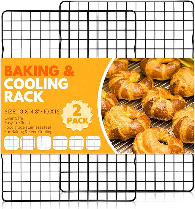 2 PCS Cooling Racks for Cooking and Baking, 14.8x10 Inches Stainless Steel Cooling Rack, Sheet Pan with Wire Rack for Baking Sheet, Bacon Rack Oven Safe Fits Jelly Roll Sheet Pan
