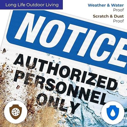 Authorized Personnel Only Sign, 18x24 Inches, 3M EGP Reflective .080 Aluminum, Fade Resistant, Easy Mounting, Indoor/Outdoor Use, Made in USA