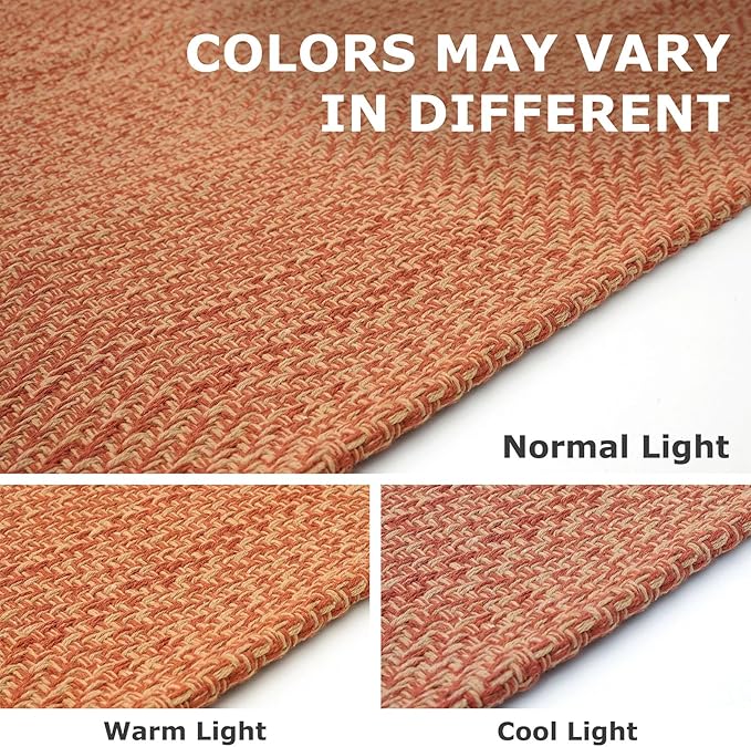 IOHOUZE Washable Runner Rug 2x6 Non Slip Runners for Hallways Entryway Runner Indoor, Kitchen Rugs Woven Cotton Floor Carpet for Kitchen Hall Entrance Bedroom, Rustic Orange