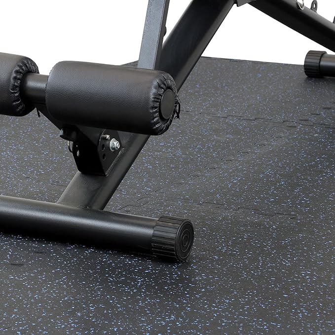 Xspec 1/2" Thick 48 sq ft (12 Tiles) Interlocking Rubber Top EVA Foam Exercise Mat | Home Gym Mats Workout Flooring Tiles for Gyms, Fitness Rooms | Durable Grip Protective Flooring, Black/Blue
