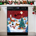 Christmas Night Dishwasher Magnet Cover, 23" W x 26" H Fridge Magnetic Stickers Reuseable Magnet Panel Decal Cover for Washing Machine Fridge Microwave Cabinet Kitchen Christmas Decoration