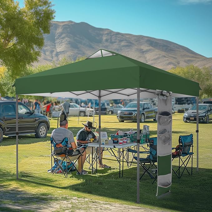 MFSTUDIO 10x10 Pop up Canopy Tent, Gazebo Shelter Sun Shade Canopies One Push Setup Portable Popup Easy Set up Tents with Vented Top,Storage,4 Sandbags,for Beach,Parties,Camping