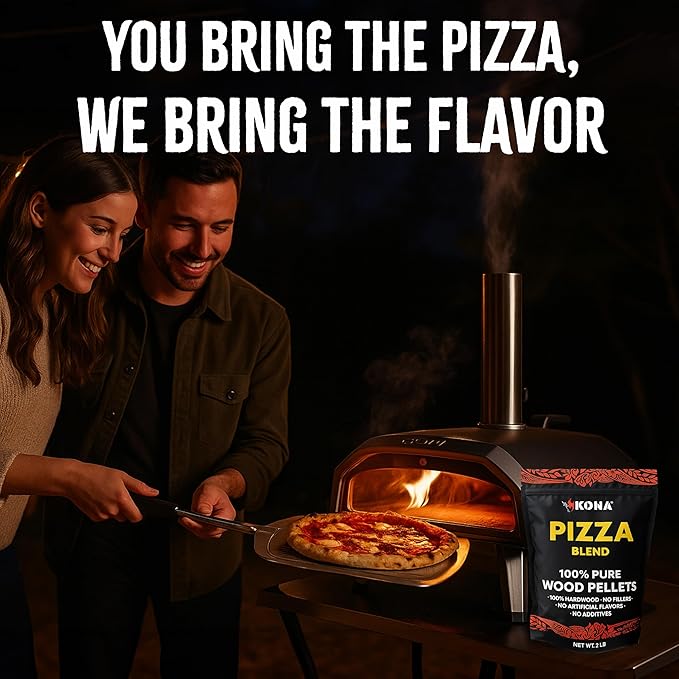 Kona Wood Pellets Pizza Blend, Intended for Ooni & Big Horn Pellet Pizza Ovens, 2lb Resealable Bag