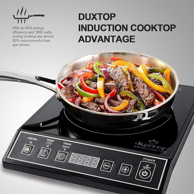 Duxtop 1800W Portable Induction Cooktop Countertop Burner, Black 9100MC/BT-M20B