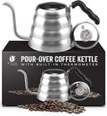 Bean Envy Pour Over Coffee Kettle, Small Gooseneck Kettle with Thermometer and Ergonomic handle, Pour Over Kettle Stainless Steel 40 Oz, Gooseneck Tea Kettle for all occasions.