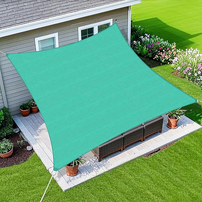 Amagenix Sun Shade Sail 4'X16' Curved Edge Outdoor Shade Canopy Turquoise Breathable 95% UV Block Shade Cloth for Patio Garden Backyard (We Make Custom Size)
