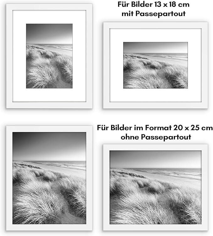 Americanflat 8x10 Picture Frame with Polished Plexiglass - Set of 5 - Use as 5x7 Frame with Mat or Display 8x10 Photo Without Mat - Galleria Collection - Picture Frames for Tabletop and Wall - White