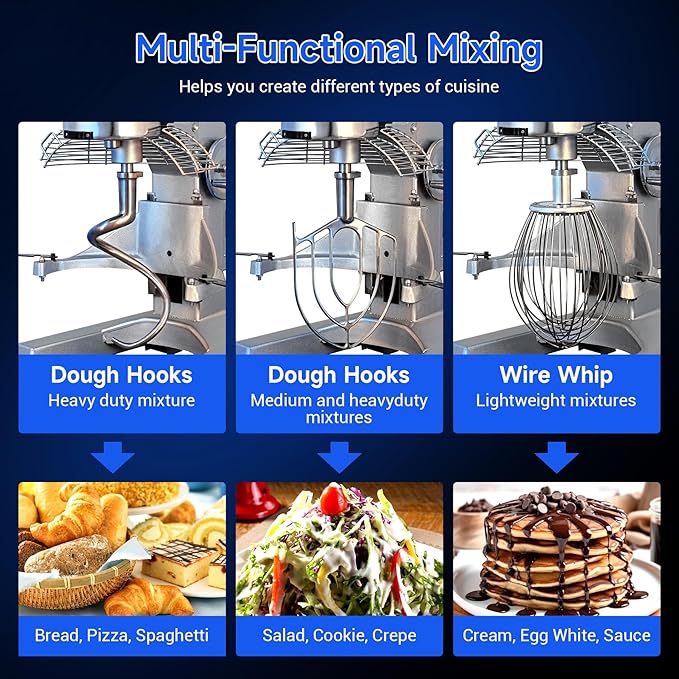 Commercial Food Mixer 15 Qt with Timing Function,600W Commercial mixers 3 Speed Adjustable,Electric Stand Commercial Dough Mixer with Stainless Steel Bowl for Bakery Pizzeria